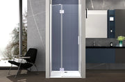 Box doccia 90 cm anta singola ad UN BATTENTE per nicchia H200 cm cristallo anticalcare trasparente 6mm profilo CROMATO O