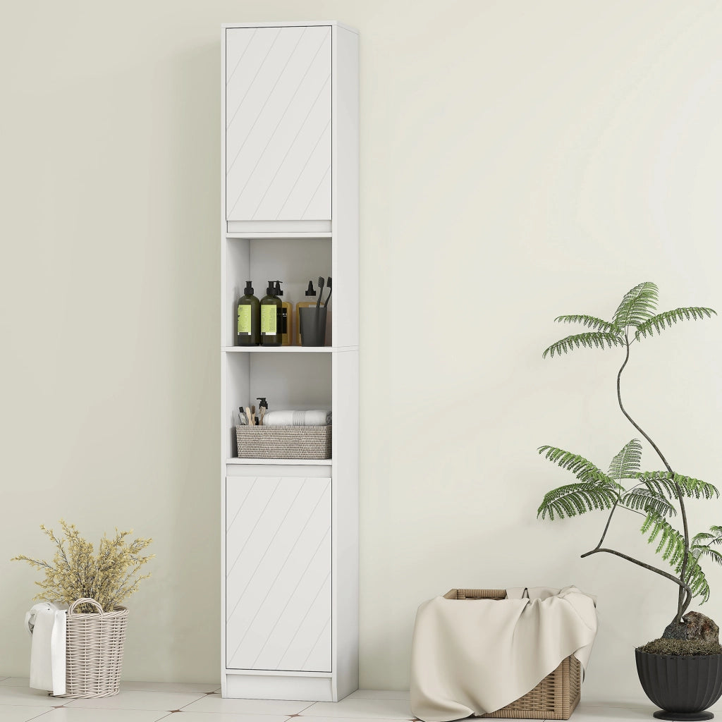 Colonna bagno con 2 ante e 2 ripiani aperti ¨C zephmum ¨C bianco 30x24x170 cm