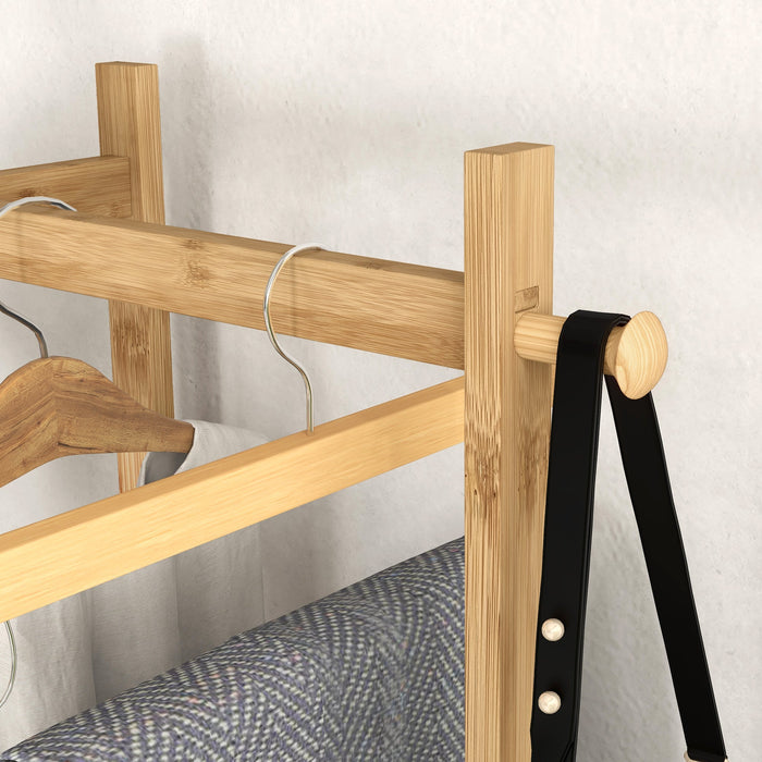 Appendiabiti da Terra 2 Ganci e 2 Ripiani 46x28,5x153,5 cm Legno e Nero