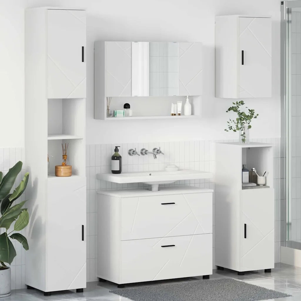 Set di mobili per il bagno con cassetto con porta 5 pcs Bianco 3393063