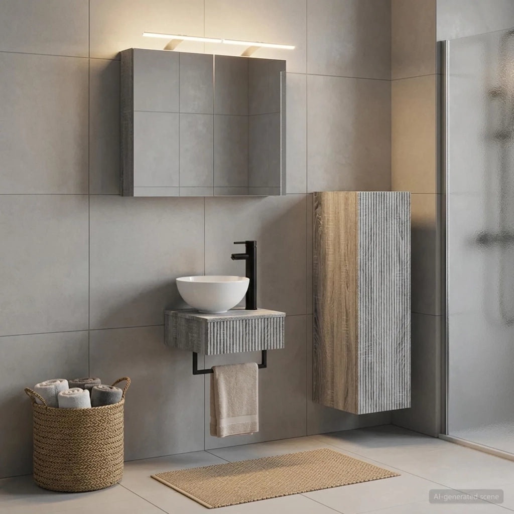 Set di Armadi da Bagno 4 pz Sonoma grigio Legno ingegnerizzato 3407364