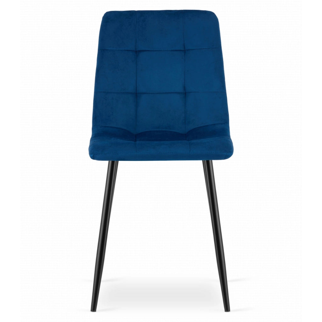 Set di 2 sedie Kara in velluto blu con gambe nere