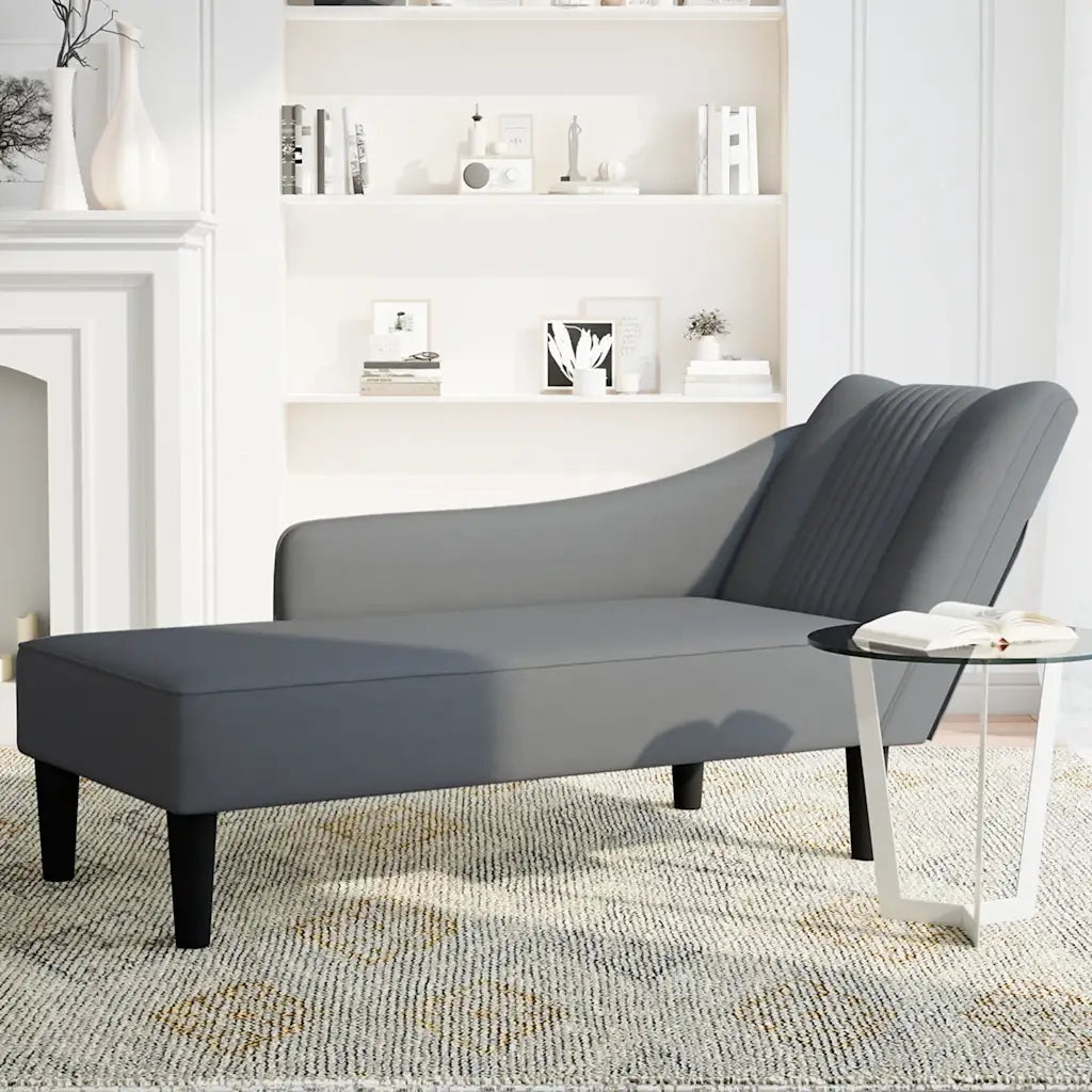 Sdraio con Bracciolo Destro in Velluto Grigio Scuro CFW1813914