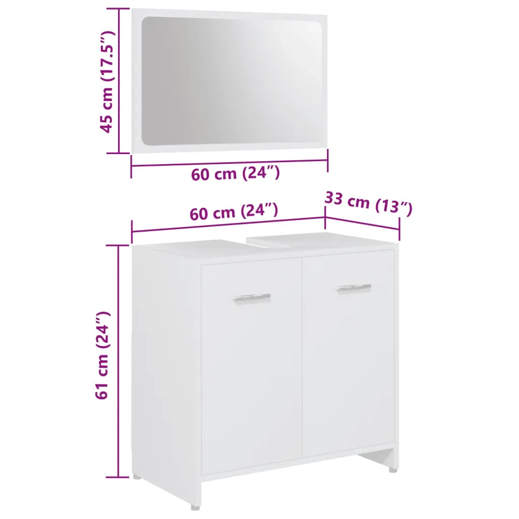 Set Mobili da Bagno | Armadio da bagno 4 pz Bianco in Legno Multistrato