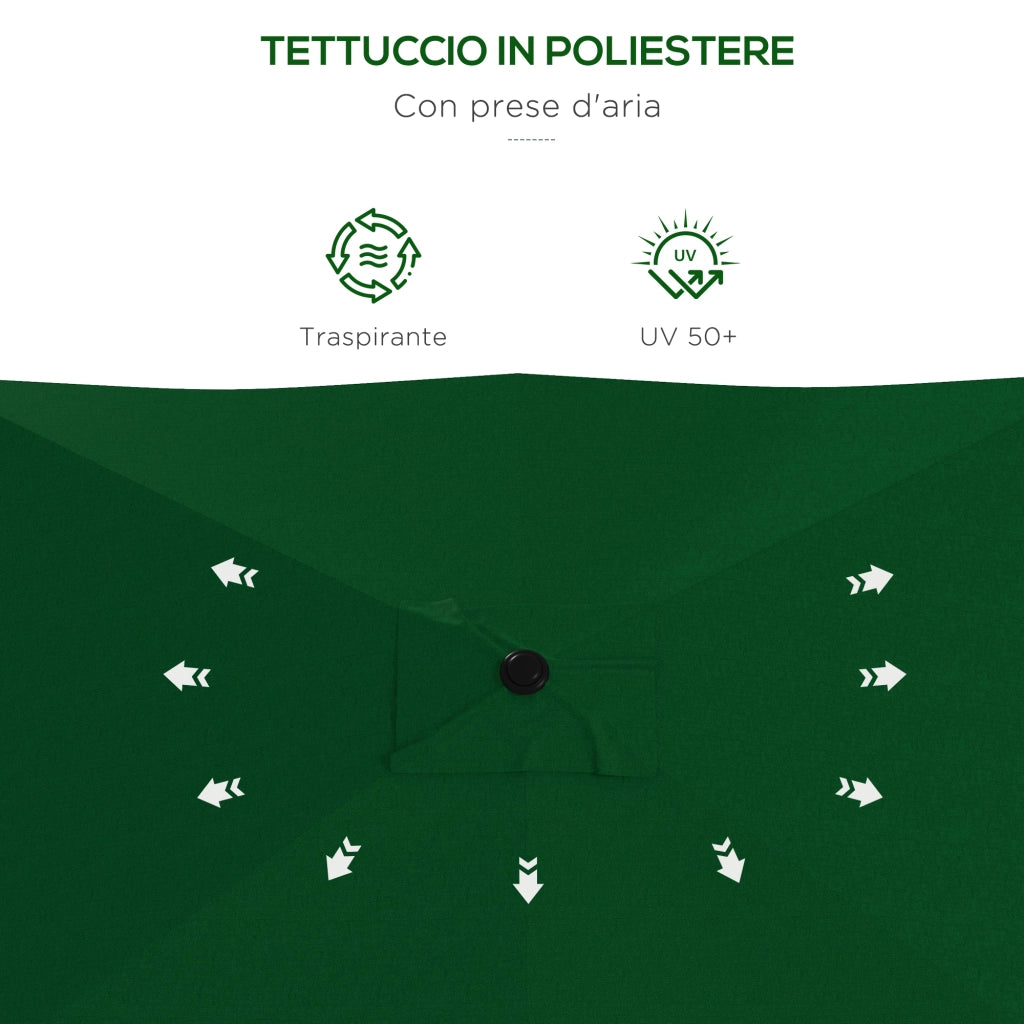 Ombrellone da Giardino Rettangolare Inclinabile ¨C zephmum ¨C Verde 2x3 m