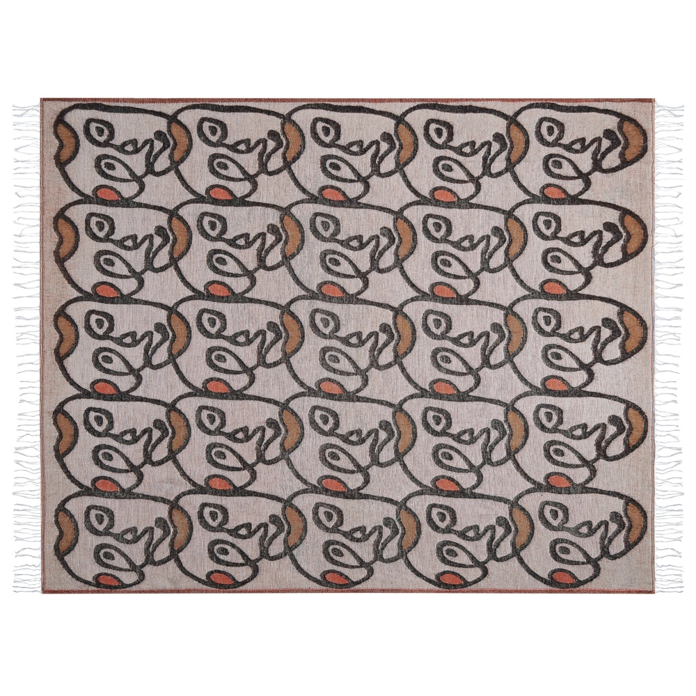 Coperta in acrilico e poliestere multicolore 130 x 170 con nappe boho soggiorno camera da letto