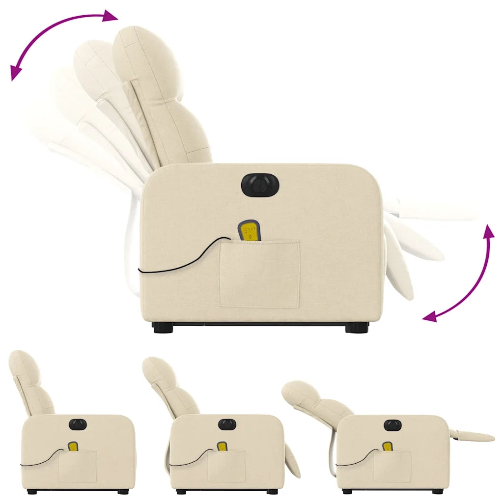 Poltrona Alzapersona Massaggiante Elettrica Crema in Tessuto 3206830