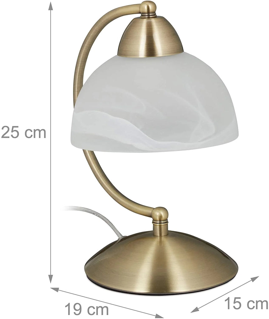 Lampada da tavolo vintage in vetro opalino e ottone 40 watt 13_0001463