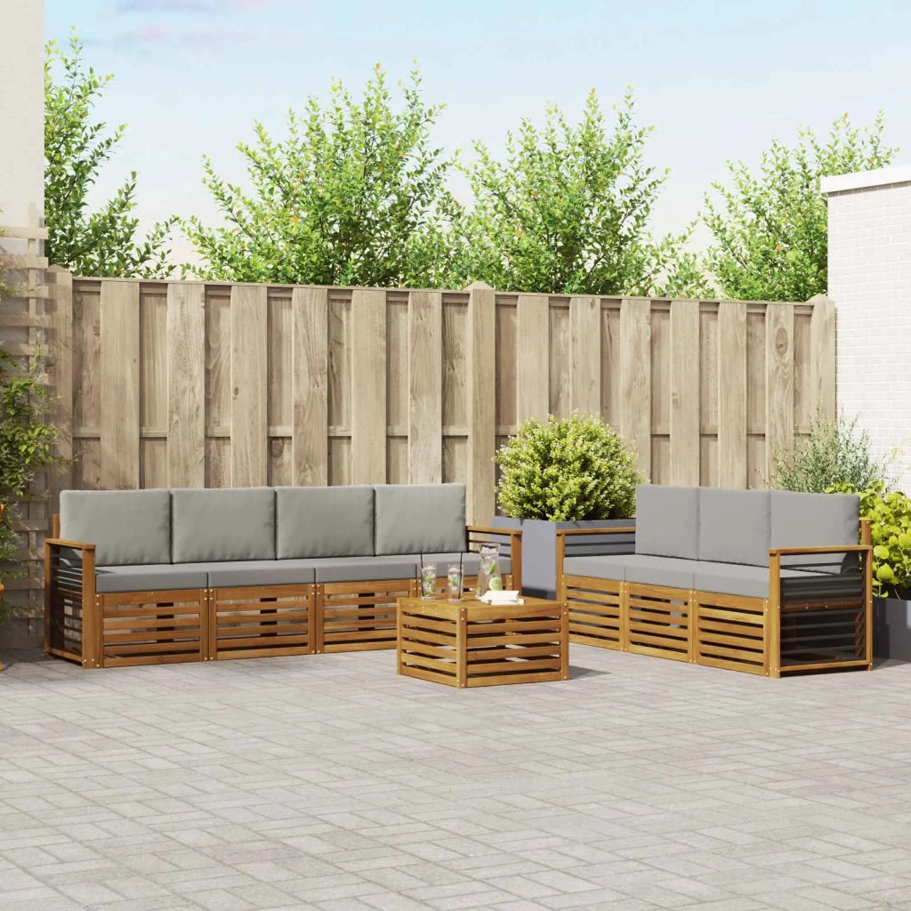 Set divani con cuscino 8 pcs Grigio Naturale e Chiaro