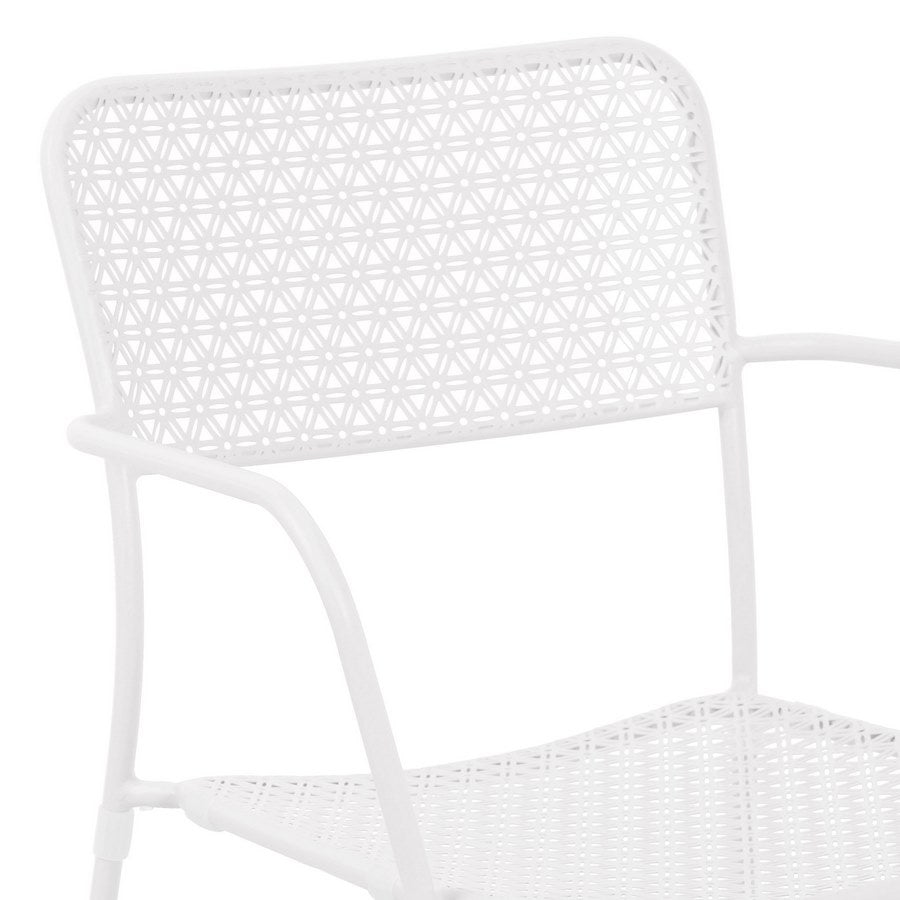 Set 4 sedie da Giardino con Braccioli 57x45/58x81,5h cm in Metallo Aura Bianco