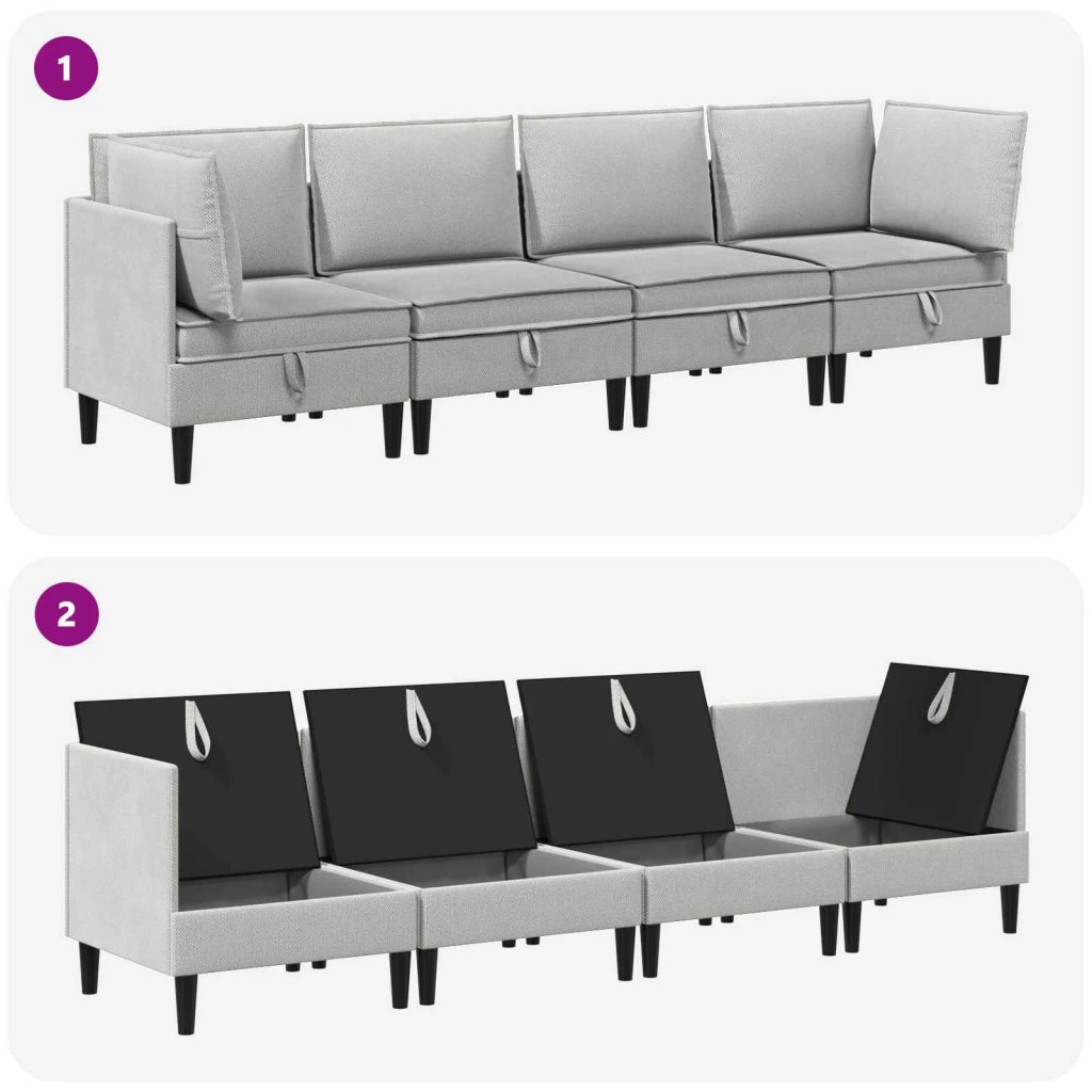 Set di mobili per il soggiorno 4 pcs Grigio chiaro Tessuto 3413799