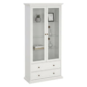 Vetrina Honore, Credenza espositiva, Vetrinetta multiuso, Madia da soggiorno, 96x42 h201 cm, Bianco