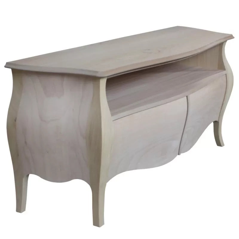 Porta tv  classico in legno bombato 2 cassetti grezzo l.141 p.45 h.62 (3267) - Mobili 2G