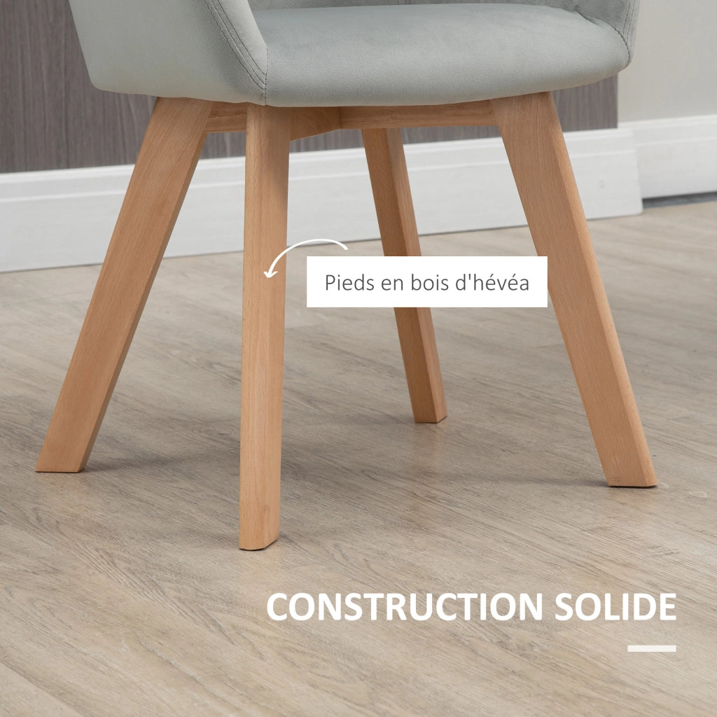 Sedie da pranzo imbottite in tessuto velluto ¨C zephmum ¨C grigio con gambe in legno
