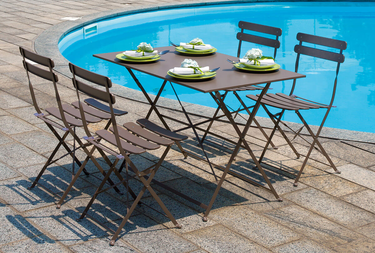 Tavolo Rettangolare da Giardino 110x70 cm in Ferro Vorghini Bistrò Tortora