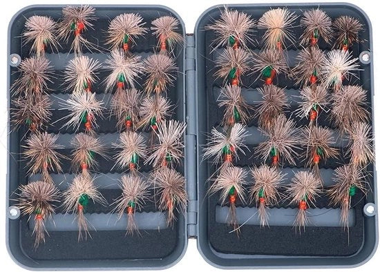 Kit di Pesca al Volante con Scatola per Mosche Idrorepellente - Set di Pesca per Trota con 40 Pezzi