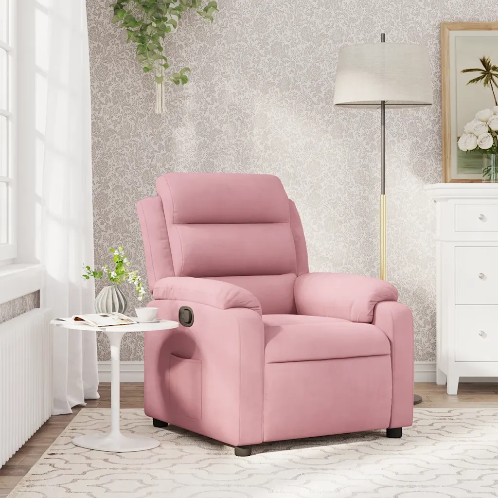 Poltrona Reclinabile Rosa in Velluto 373504
