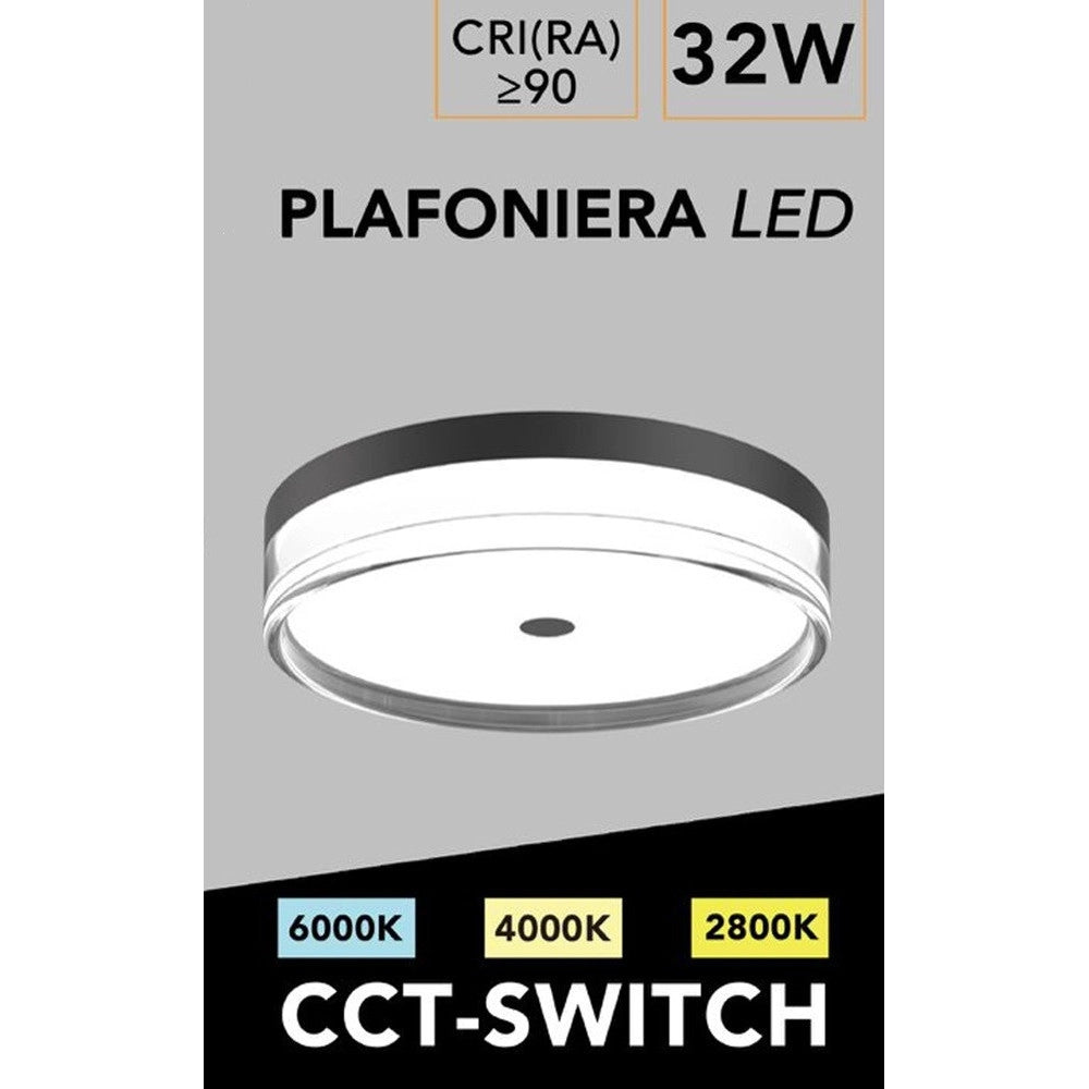 Trade Shop - Plafoniera Led 32w A Soffitto Moderna Tecnologia Cct 3 Tonalità Selezionabili Bl400-3c -