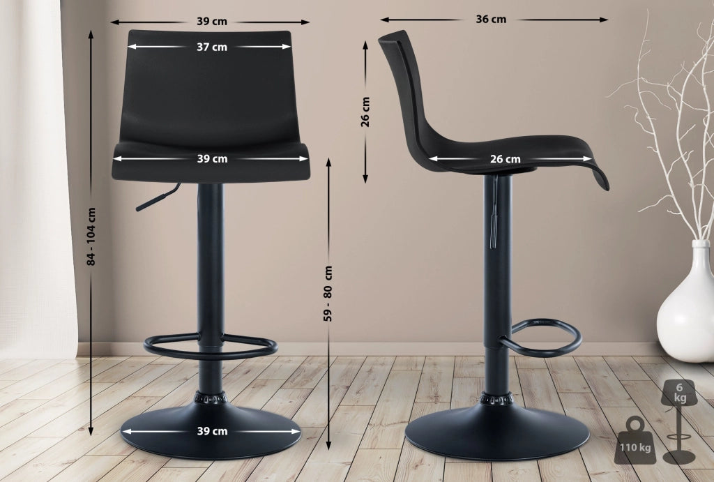 Sgabello Branford nero,Plastica