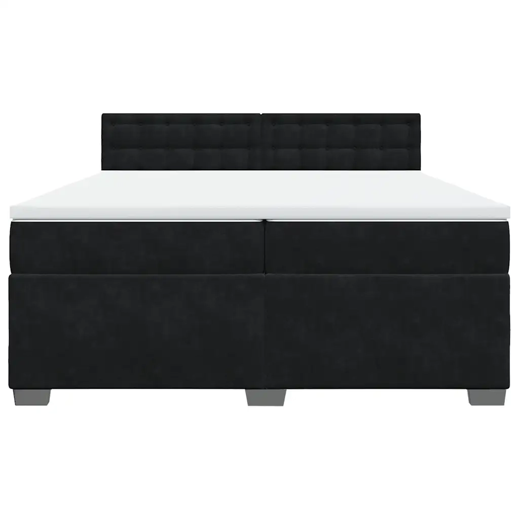 Giroletto a Molle con Materasso Nero 200x200 cm in Velluto