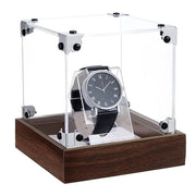 Cassa orologio in acrilico con base in legno - Display per accessori - Orecchino e bracciale - Dimensioni: 11,8 x 11,8 x 13,1 cm - Adatto per uomini/donne