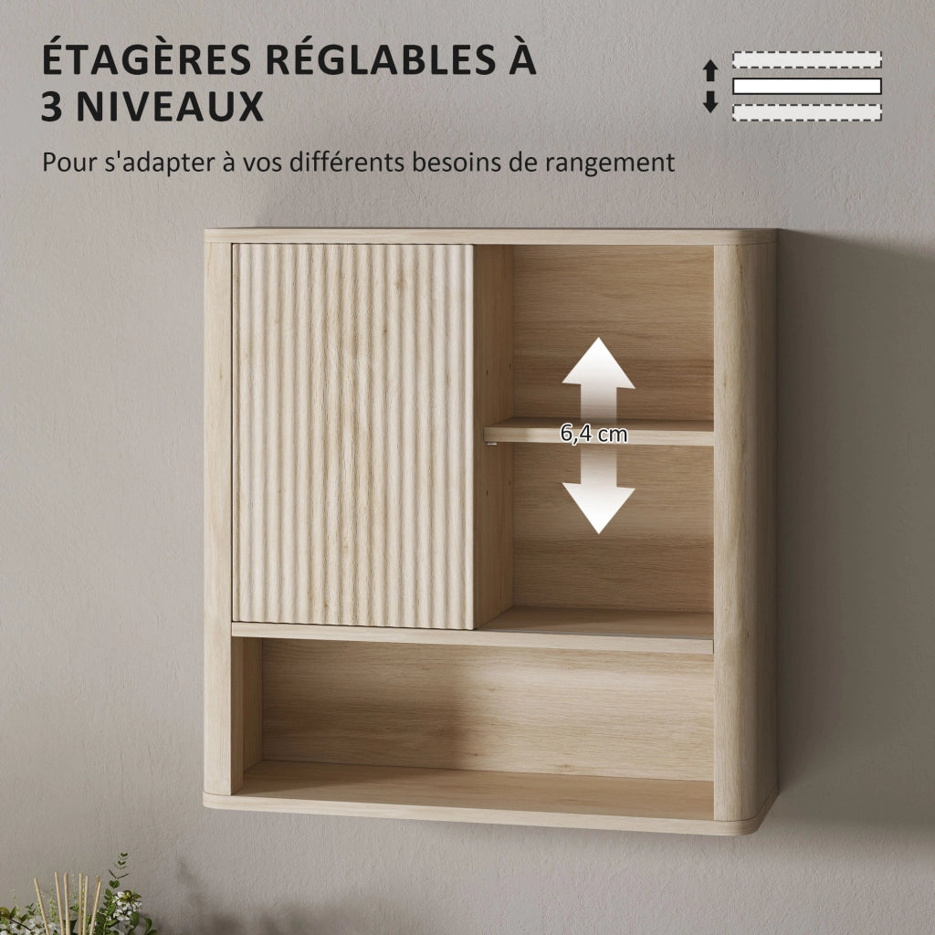 Armadietto da bagno con ripiani regolabili e porta scorrevole ¨C Minimal ¨C legno naturale