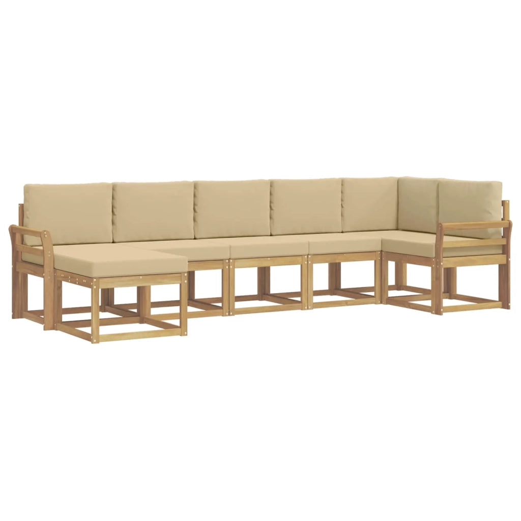 Set di divani da esterno 7 pz Bianco e Beige Poliestere 3387947