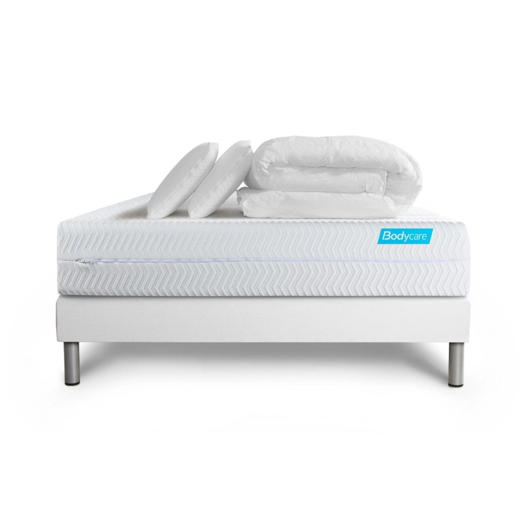 Pacchetto letto completo - Materasso 140x200cm + Box spring con doghe (kit) + 2 cuscini + Piumino - Biocare