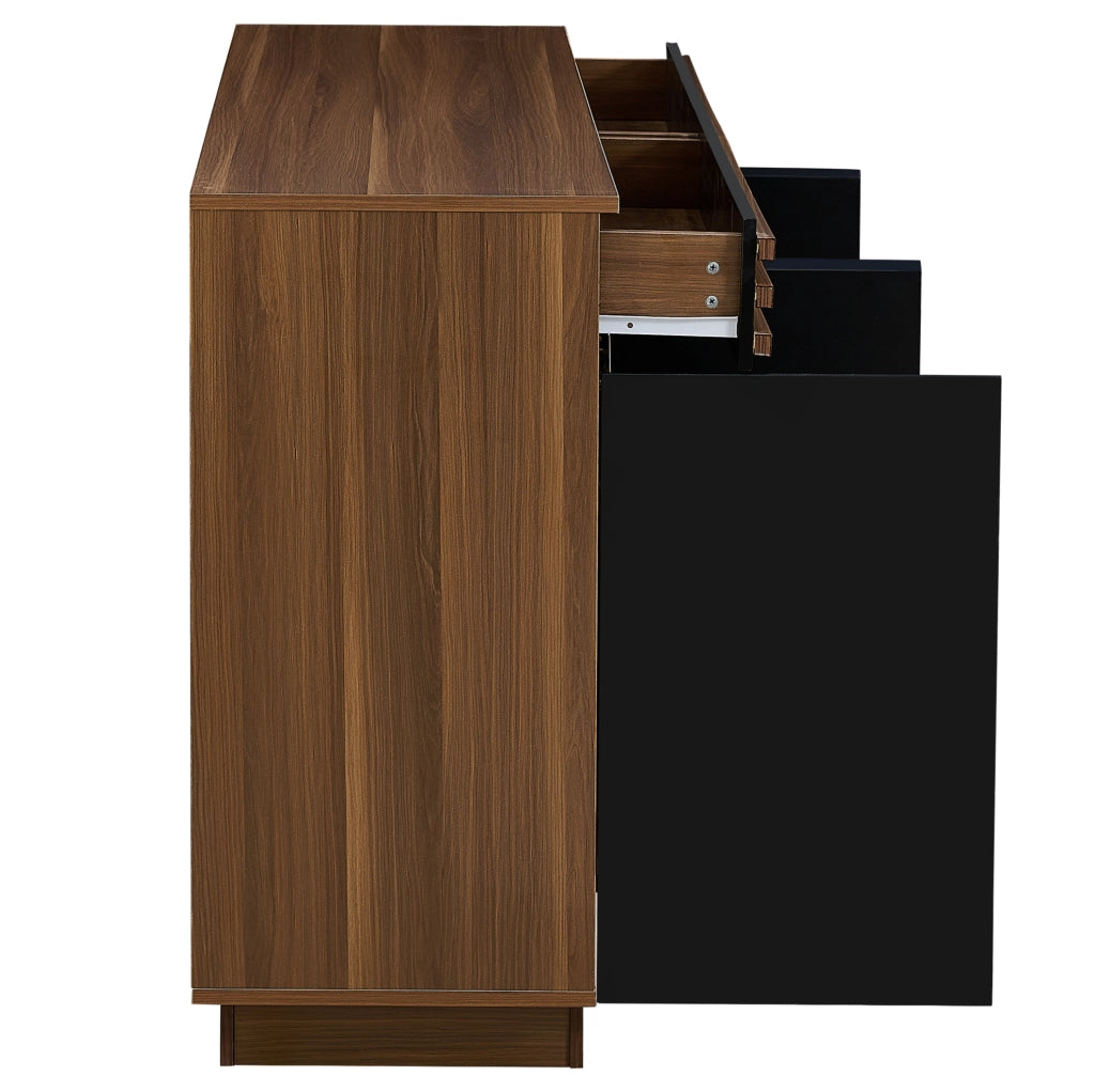 Sideboard moderno in MDF 150x40x85 cm nero e marrone