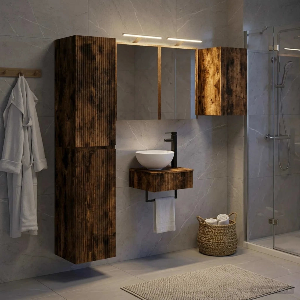 Set di mobili per il bagno 5 pcs Rovere Fumo 3407251