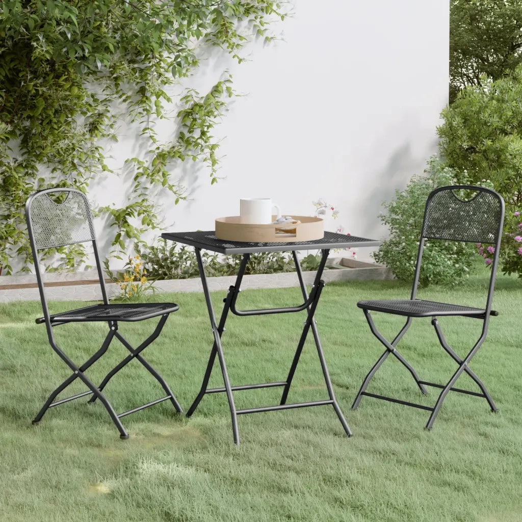 Set da Pranzo per Giardino 3pz Rete Metallica Espansa Antracite cod mxl 37568