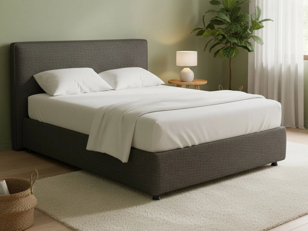 Widnes, Letto Matrimoniale Sfoderabile Made in Italy, Grigio Tortora