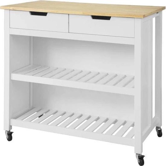 Carrello da cucina - Isola da cucina con 2 ante - MDF - Bianco - 100x94x60 cm