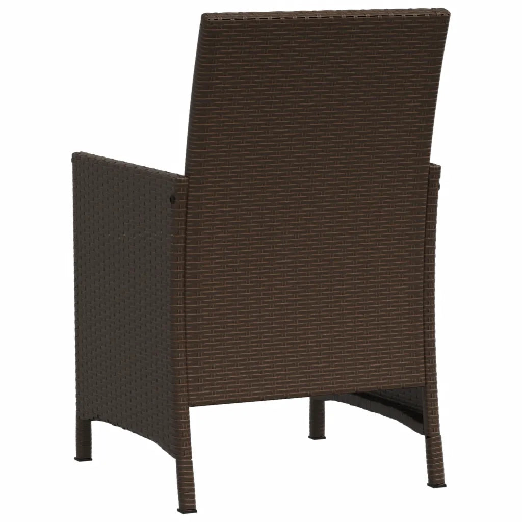 Set Bistr¨° 3 pz | Set Salotto da Giardino con Cuscini Marrone in Polyrattan