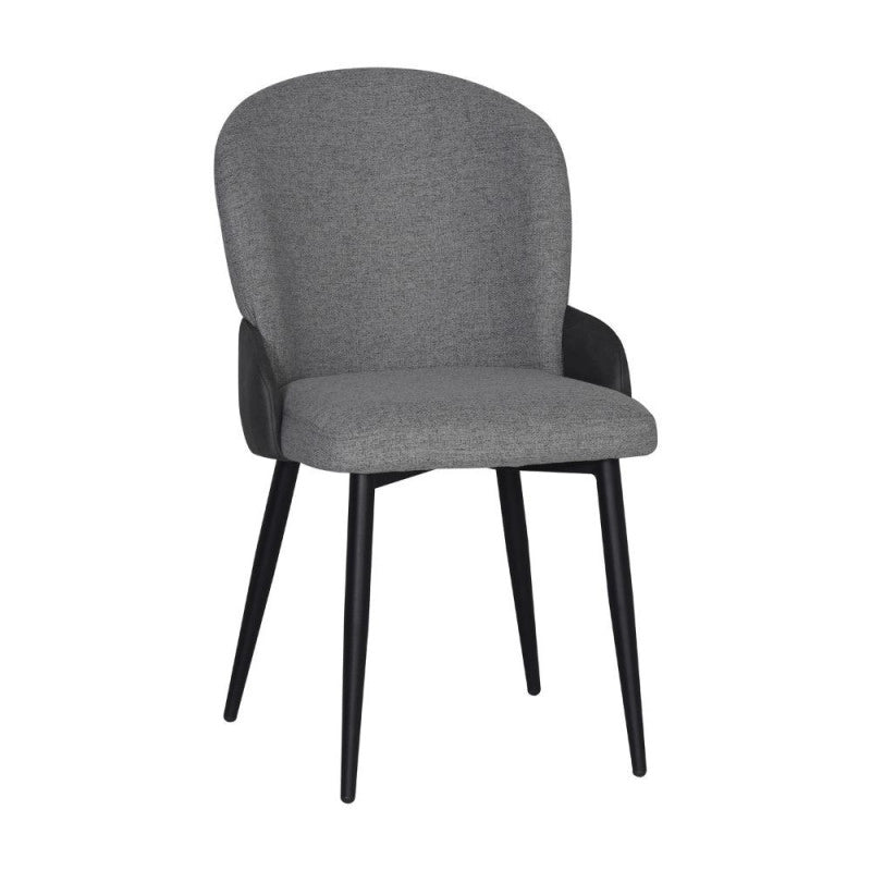 Sedia Simo in tessuto Nordic 16 grigio chiaro con dettaglio posteriore in nabuk Uras 10 antracite e gambe nere set 2 p..