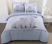 Set di coperte da letto a flanella con stampa orso polare - 240 x 220 cm - inclusi 2 cuscini - 100% cotone coperta da letto 240 x 220 cotone