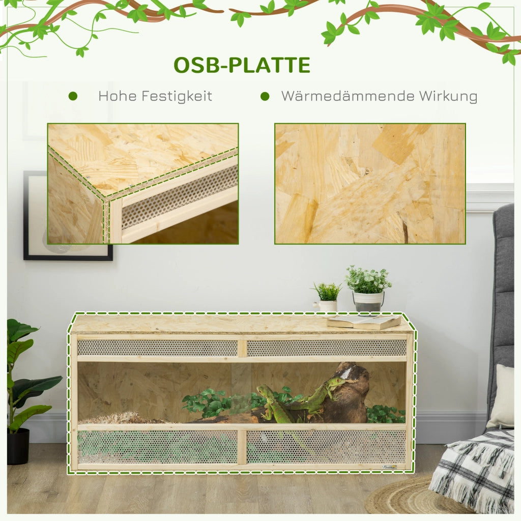 Terrario in Vetro per Rettili e Anfibi ¨C Xylo ¨C Porte Scorrevoli con Griglie Aerazione 120x50x50cm