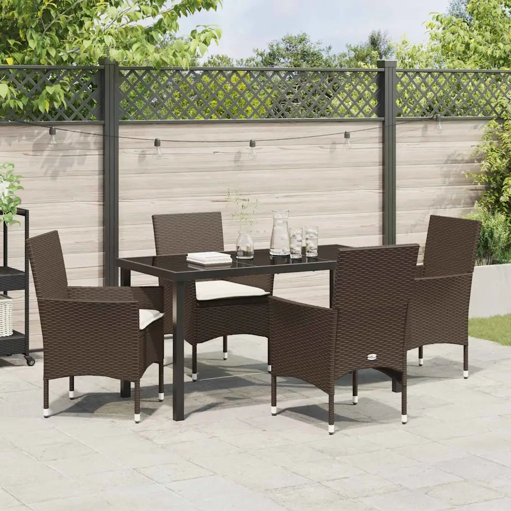 Set da Pranzo per Giardino con cuscino 5 pcs Marrone polyrattan 3379781
