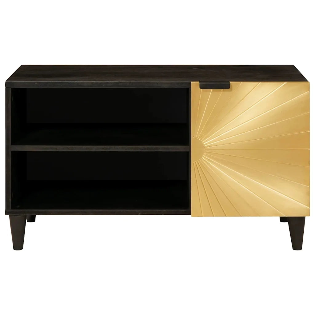Mobile TV-Credenza per TV-Console TV Nero e Oro 80 x 33 x 46 cm Legno multistrato 142952