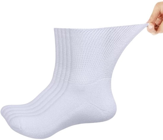 5 paia di calze sportive a perdere, alta 25 cm, due aperture, trattamento di finitura, trattamento di resina, comfort e respirazione, adatte per sport e fitness - bianche