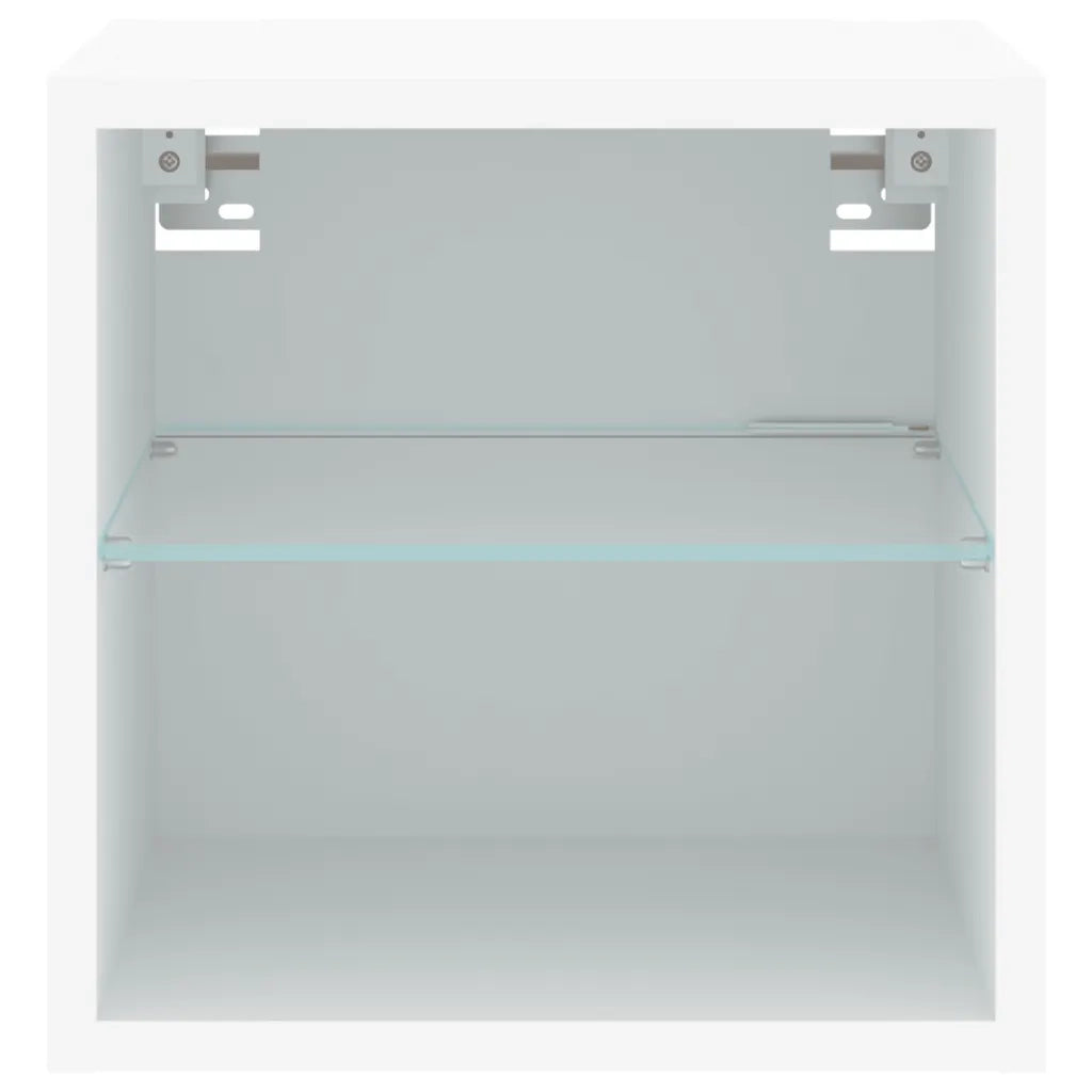 Mobile TV a Parete con Luci LED-Mobile TV a Muro Bianco 30x28,5x30 cm