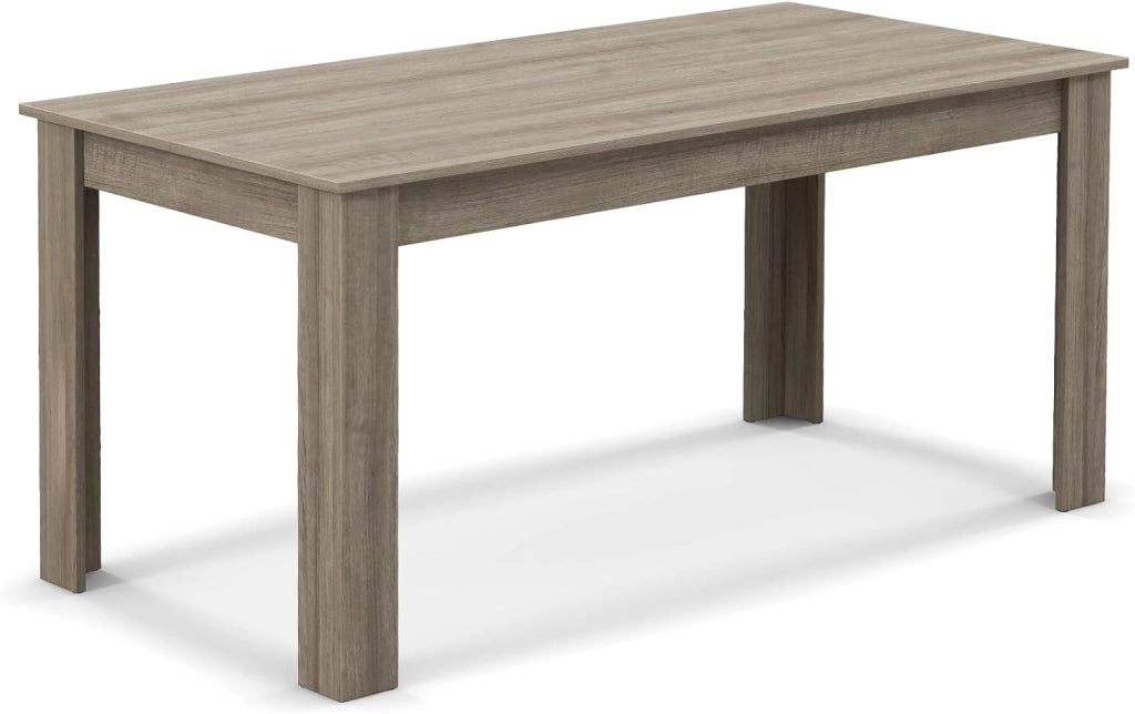 Tavolo da Pranzo da 160 cm per 8 Persone, Tavolo da Pranzo Fisso con Robuste Gambe a L, Tavolo Moderno per Cucina e Sala da Pranzo, Nero (Grigio)