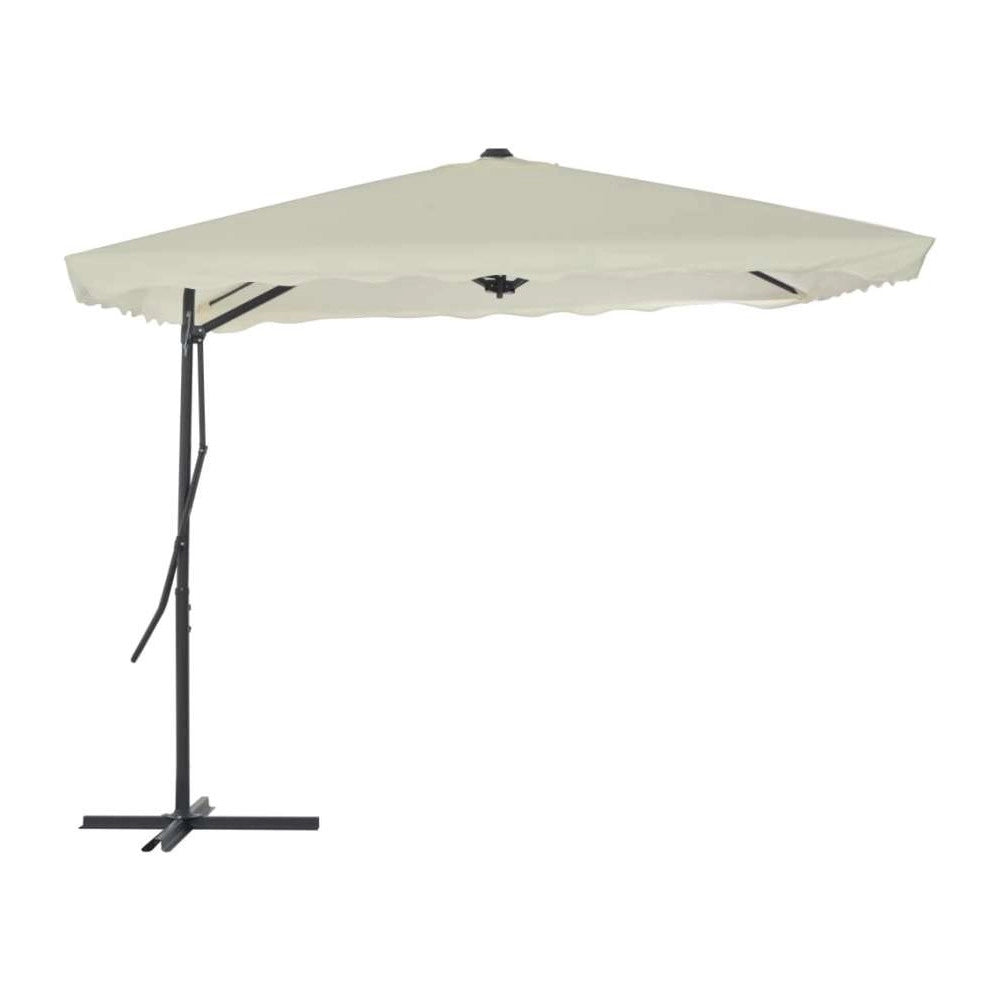 Trade Shop - Ombrellone Quadrato Da Esterno Giardino Palo Decentrato Con Base Beige 2.5 X 2.5mt 425004 -