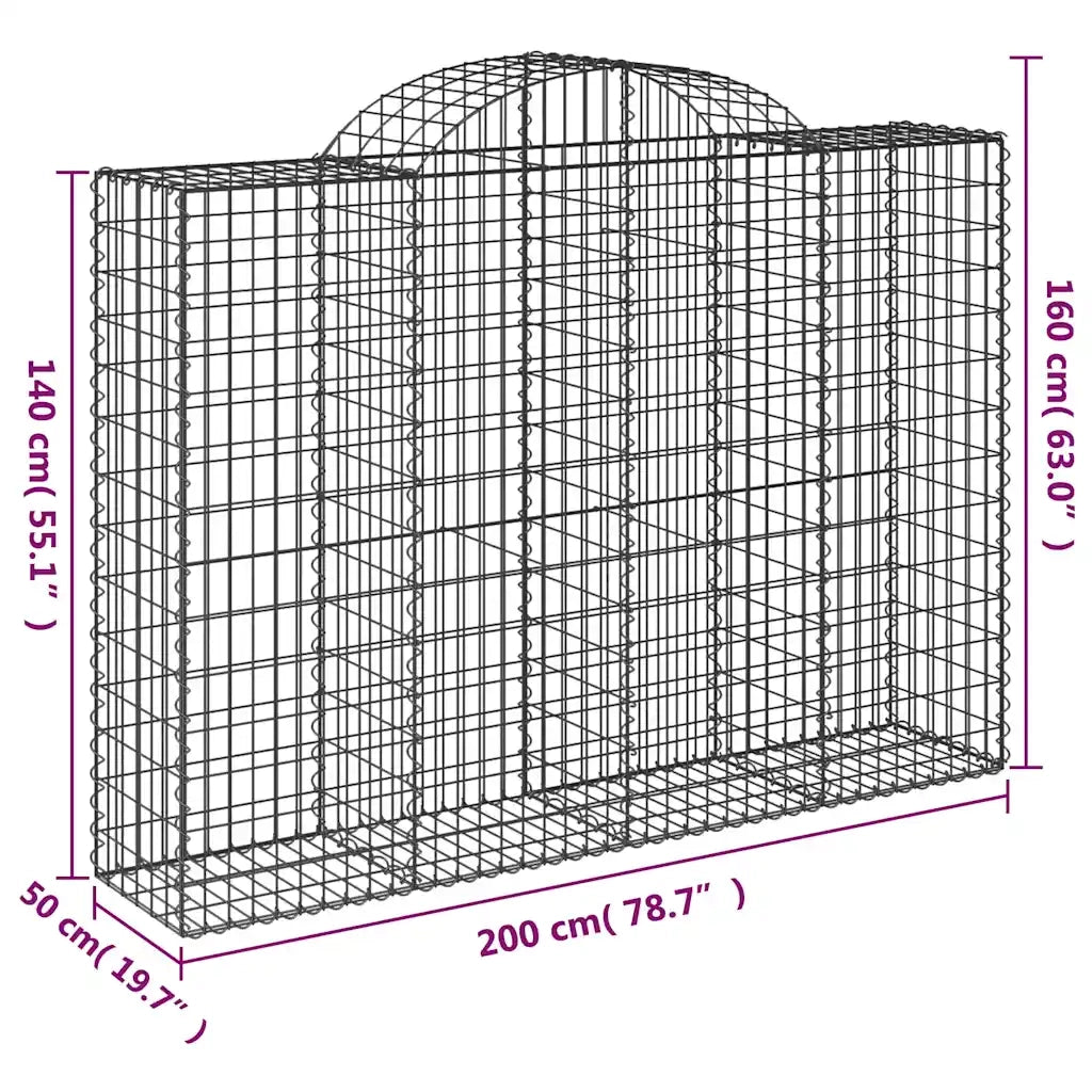 Cesti Gabbioni ad Arco 10 pz 200x50x140/160 cm Ferro Zincato 3146370