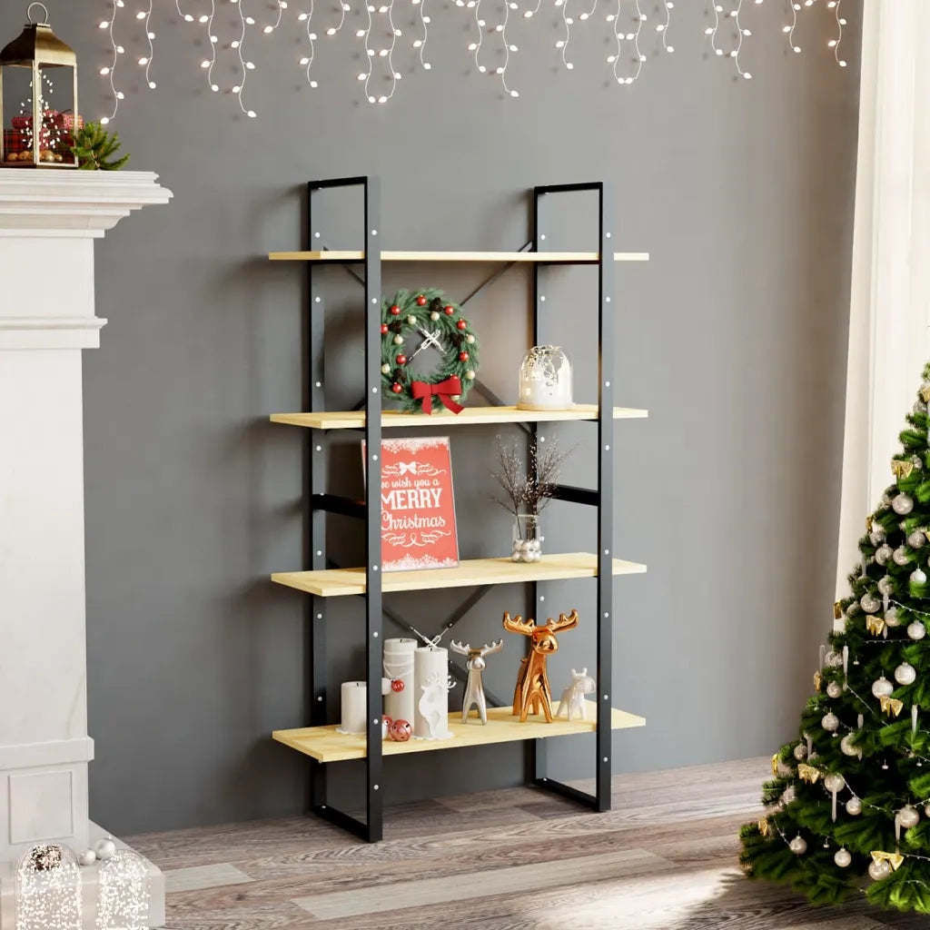Libreria a 4 Ripiani 80x30x140 cm in Legno Massello di Pino 806462
