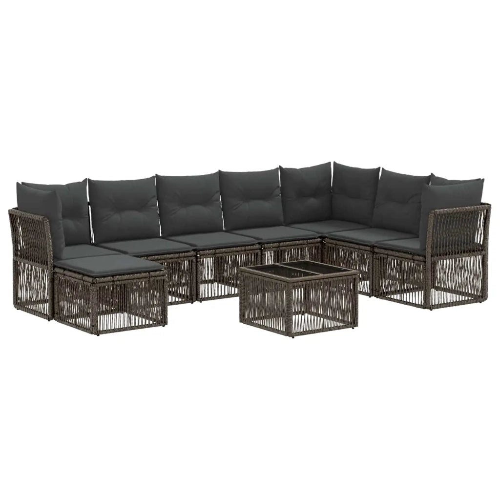 Set Divano da Giardino 9 pcs Grigio polyrattan