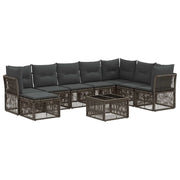 Set Divano da Giardino 9 pcs Grigio polyrattan