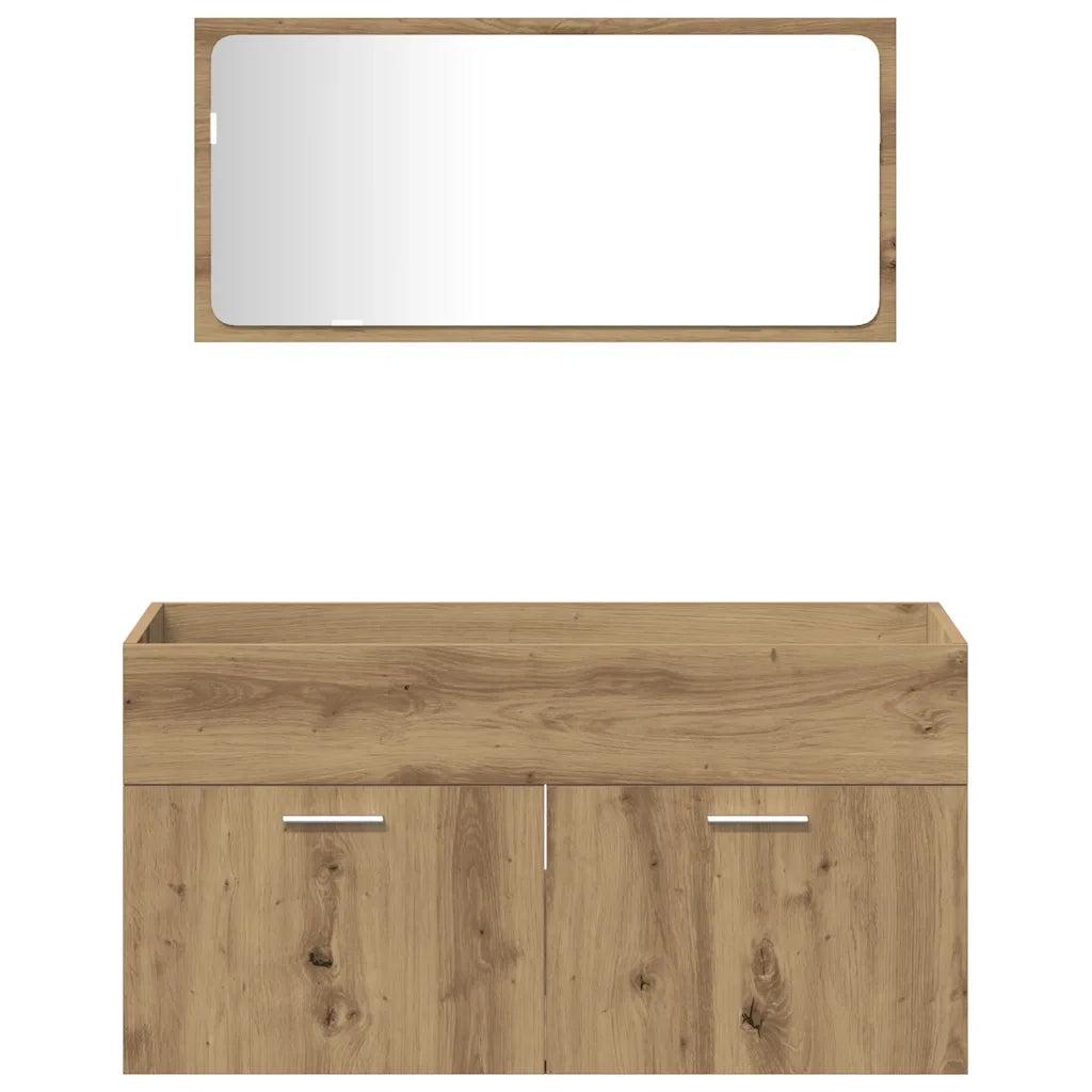 Set Mobili da Bagno 4 pz Rovere Artigianale Legno Multistrato