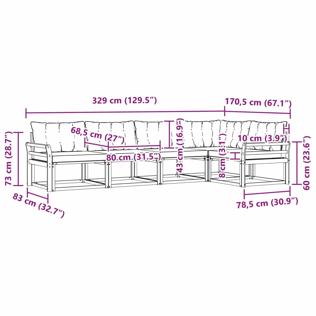 Set di divani da esterno con cuscino 5 pcs Bianco e Beige 3388687