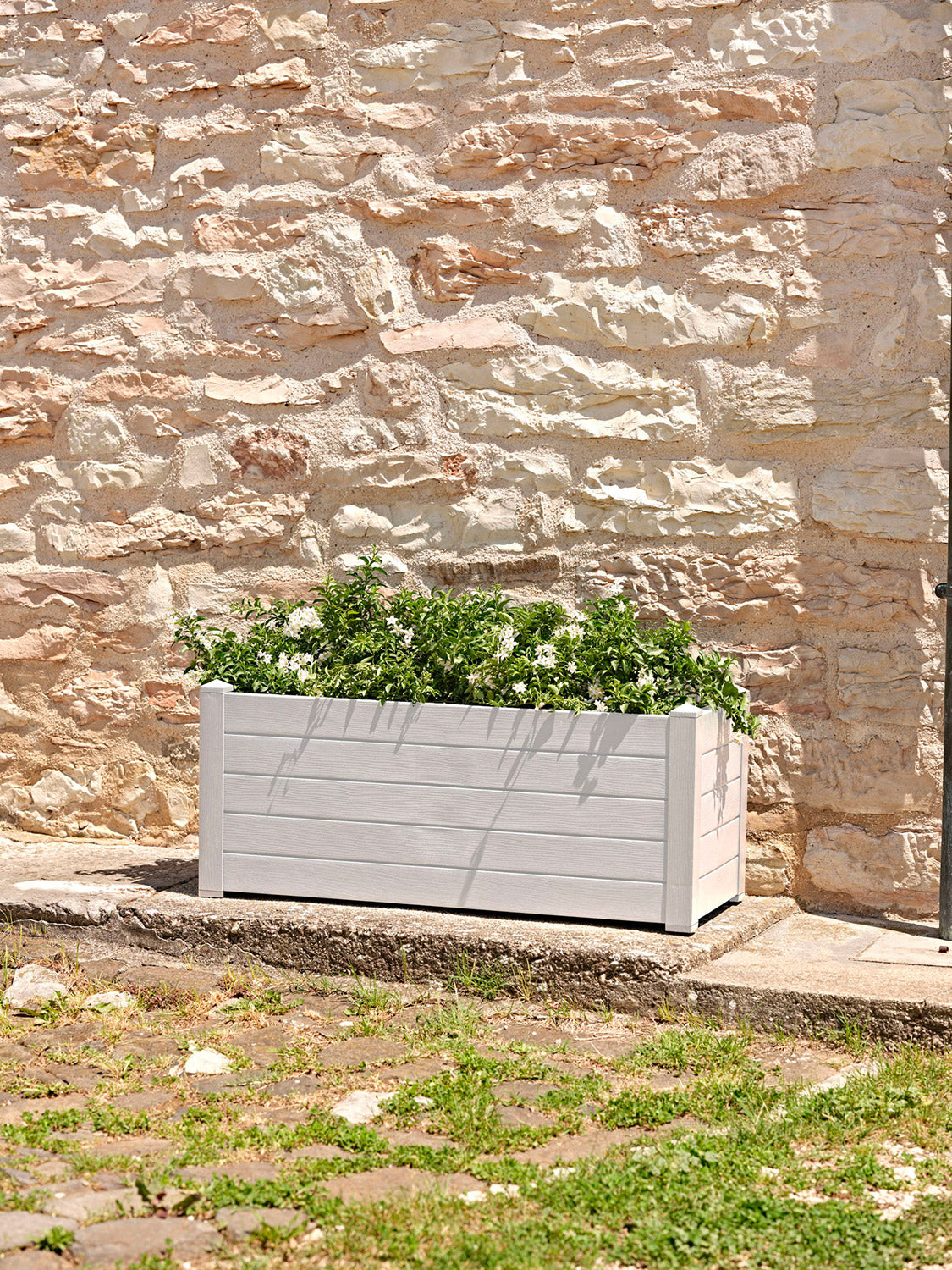 Fioriera da Giardino 100x42x40 cm in Polipropilene Trama 002 Snow Bianco Neve